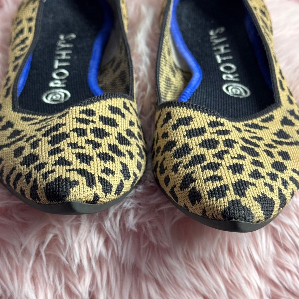 Rothy's The Point Flats Leopard Print Retired Sz 9 Knit Slip On Sustainable EUC - Picture 7 of 8
